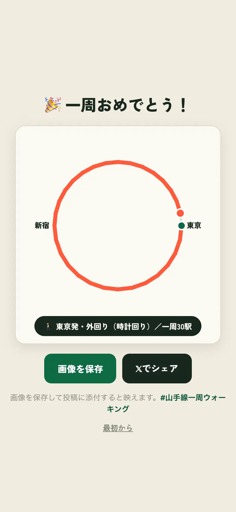 駅に到着した画面